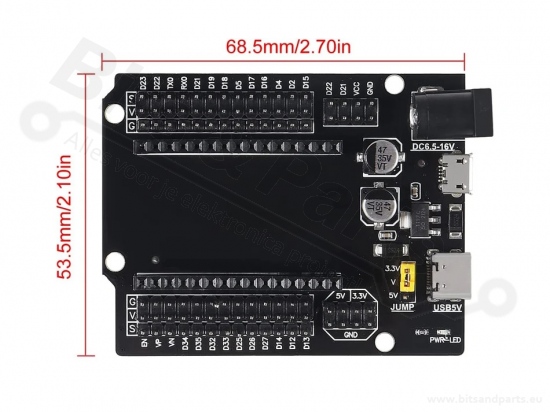 ESP32 expansion board voor 30-pins boards